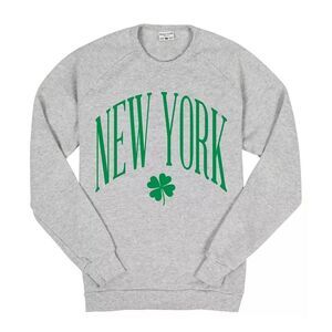 Where I’m From New York Sweatshirt in Cream/Gray with Green Print. Sz Large. NWT